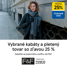 25% zľava na vybrané kabáty a pletený tovar