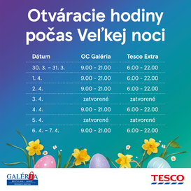 Otváracie hodiny počas sviatkov